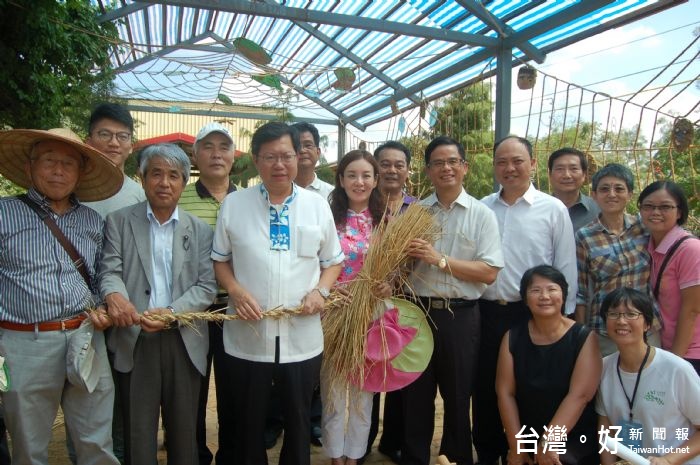 桃園市長鄭文燦陪同小豆島町地景藝術節參訪團，前往新屋埔頂社區參觀。