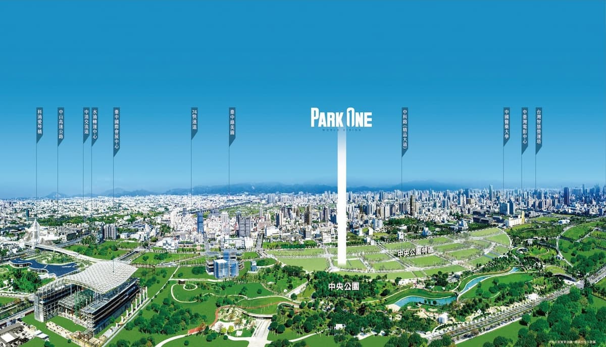 豐邑「PARK ONE」建築樓高34層，暫居水湳最高地標。（圖／業者提供）