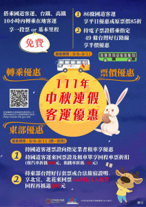 交通部公路總局訂自111年9月8日0時起，至111年9月11日24時止計4天，提供多項搭乘優惠／嘉義市監理站提供