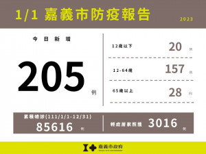 嘉義市1/1新增205例確診/嘉義市府提供