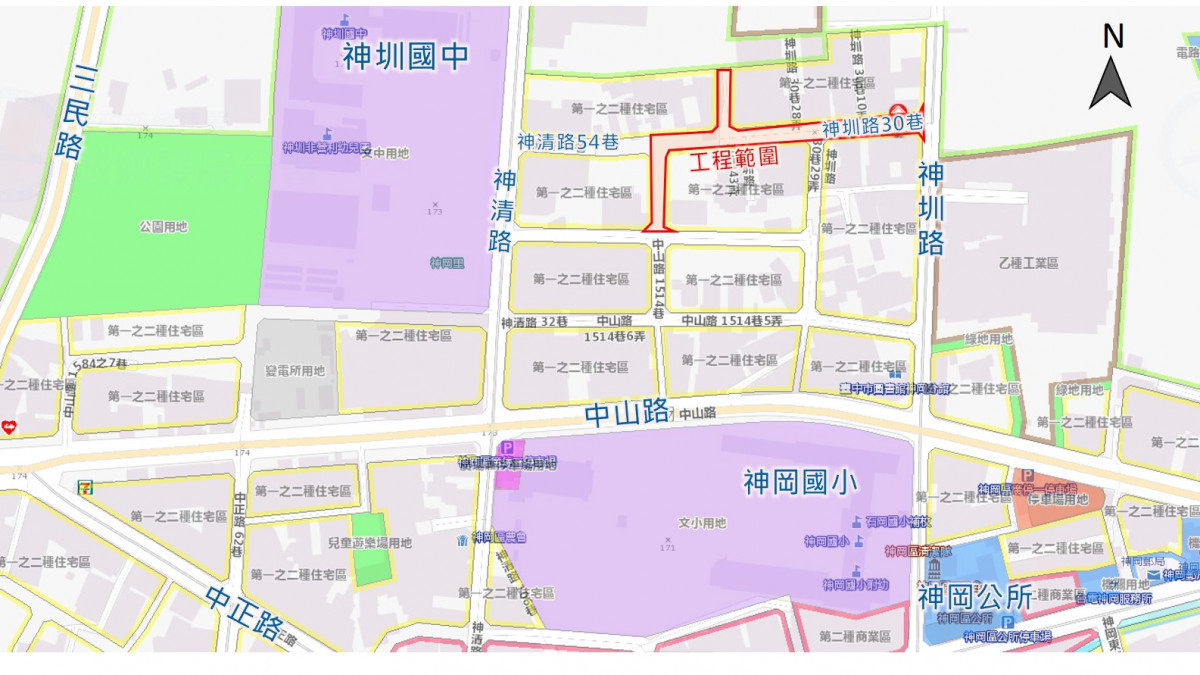 神圳路30巷工程範圍圖