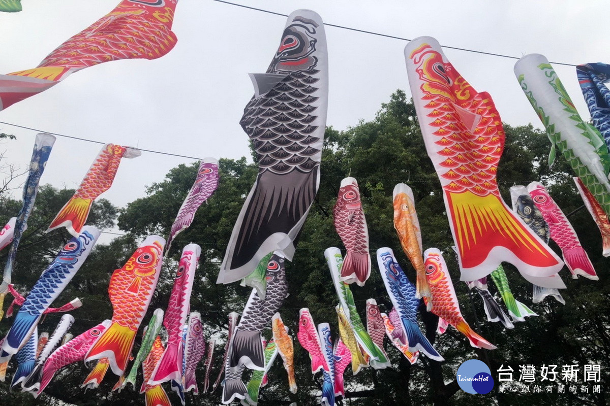 一年一度的「鯉魚流光祭」於桃園忠烈祠暨神社文化園區登場。