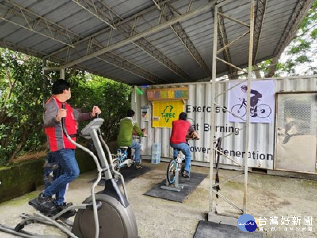 利用回收腳踏車打造成可健身及發電運動器材