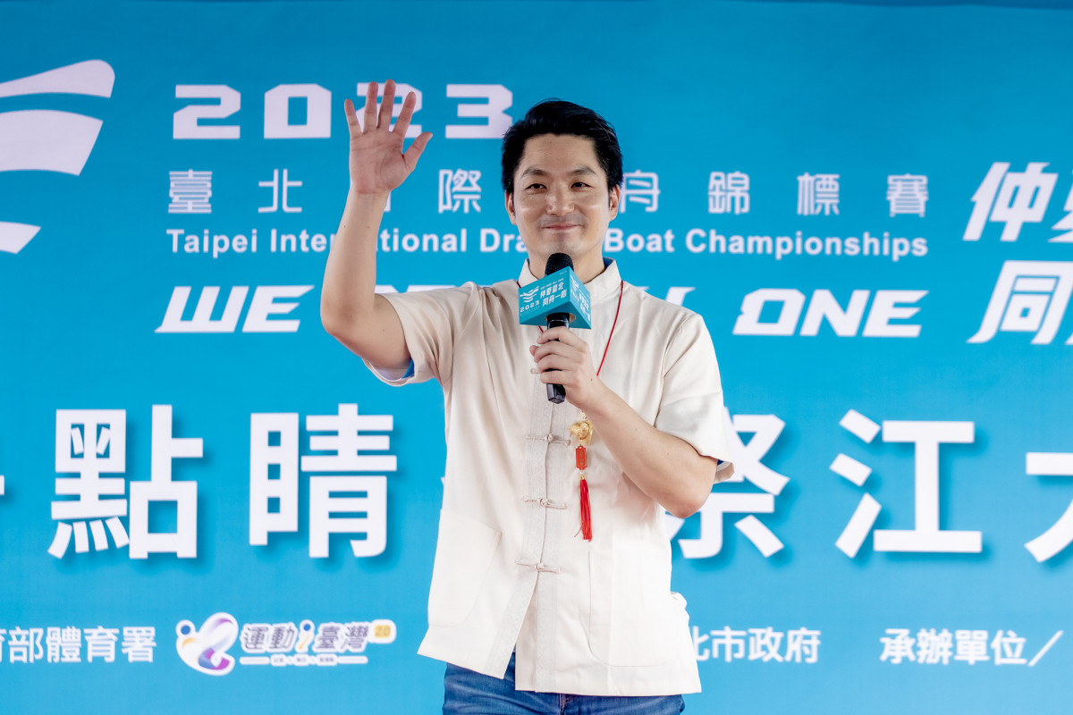 蔣萬安市長於致詞時表示將參與今年度的臺北國際龍舟錦標賽，並預祝所有選手都能取得佳績。