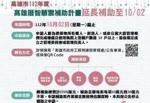 ▲推動建築智慧化，高市智慧雲補助延長至10/2。