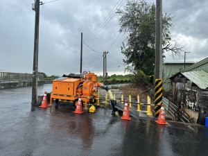 雲林縣水利處針對抽水站設備進行試運轉並就滯洪池、前池等防洪設施進行預抽／水利處提供