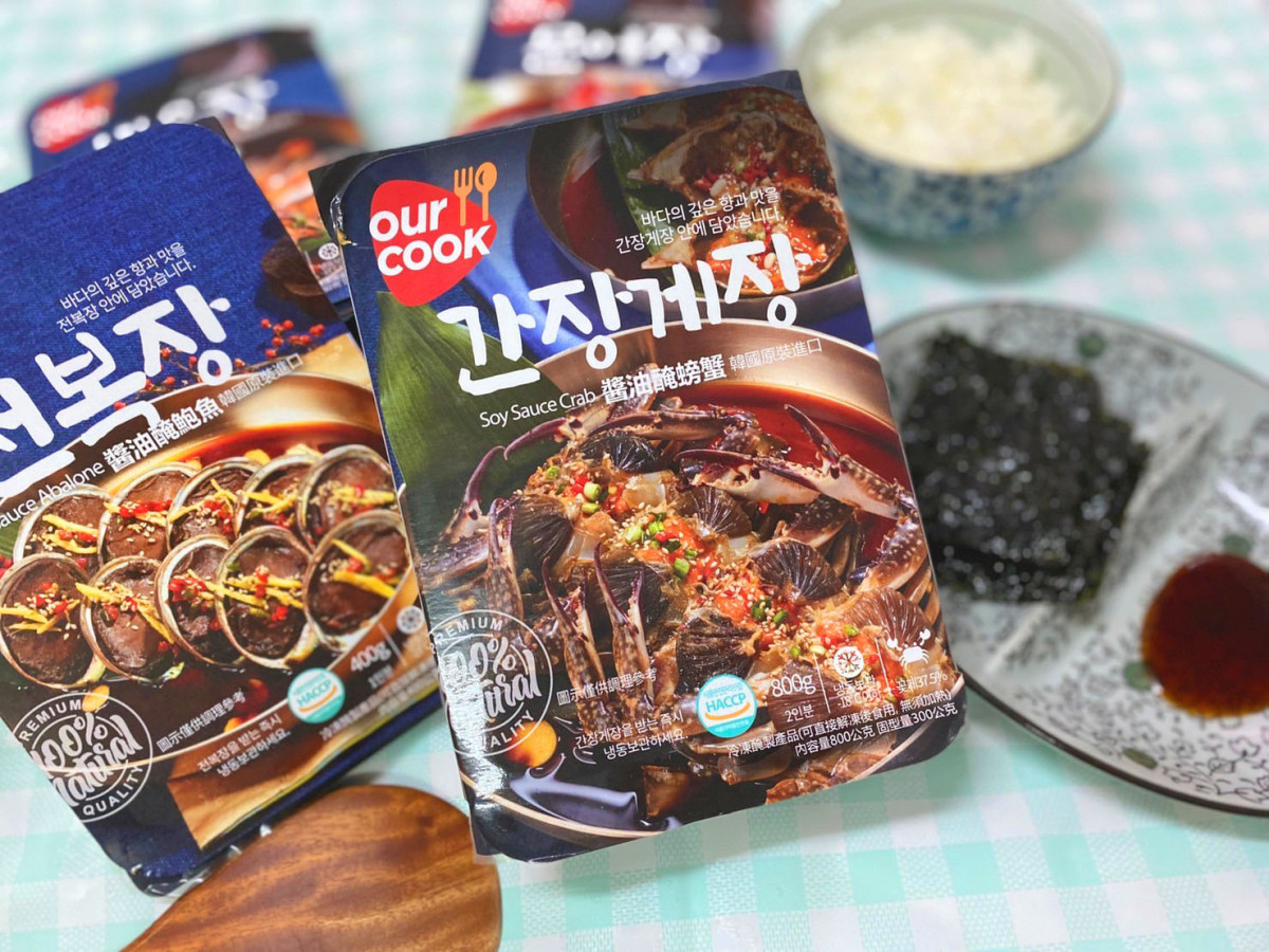 Ourcook醬油螃蟹、章魚、蝦子、鮑魚退冰解凍即可食用，非常方便。