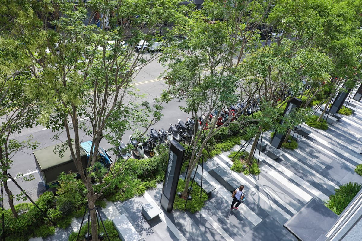 「磐鈺雲華」透過大面積綠色植栽，改善熱島效應、減少碳排。
