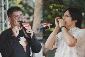 脫口秀演員 大可愛（左）與脫口秀演員 小歐（右）。