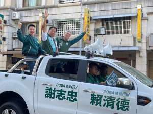 何志偉、吳富貴跨派系陪同謝志忠車掃