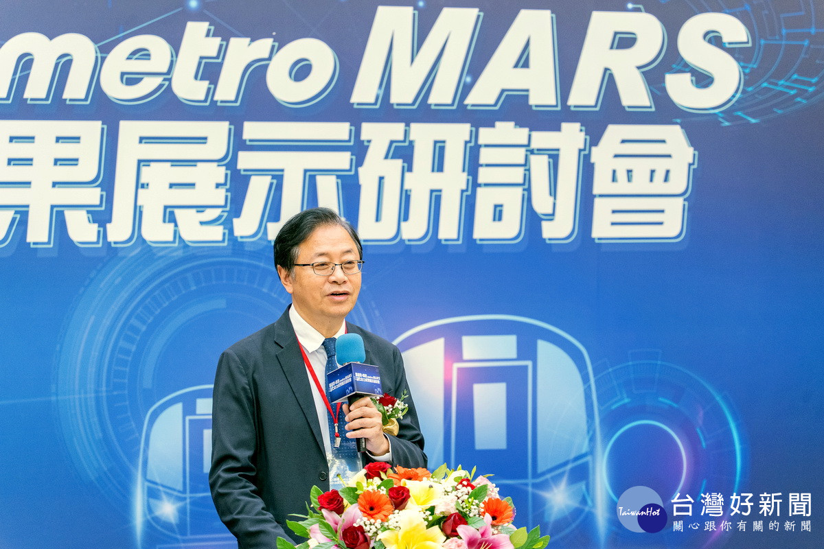 桃園市長張善政於「『鐵道雲X桃捷metro MARS』2023成果展示研討會」中致詞。<br />
