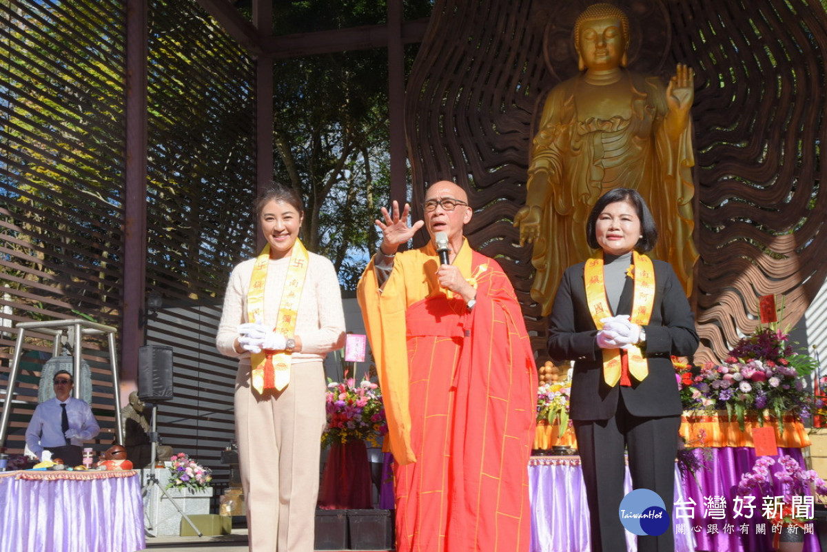 宣揚佛教的鎮國寺開山方丈廣心上人，希望經由法會活動，結合佛弟子力量，一同念佛，祈福消災。。（圖/南投縣府提供）