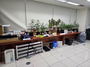 警方查獲大麻種子8顆、大麻植株21株、水循環系統2組、定時器3組等贓證物。