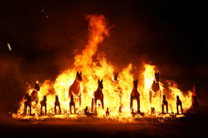 嘉義縣鹿草鄉圓山宮火馬祭，將在元宵節熱鬧登場。（資料照／嘉義縣府提供。）