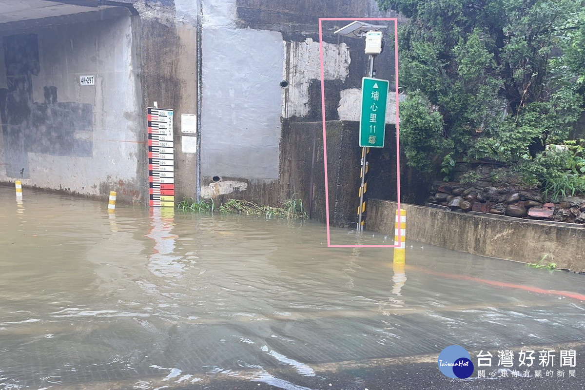 大園區中正東路1段840巷路面淹水監測站實際偵測淹水情形。<br />
