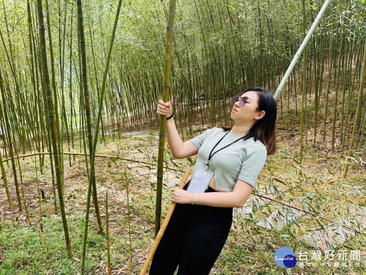 到羅山村的竹林漫遊，躺竹體驗，紓壓解乏。(圖/記者王丰禾攝)