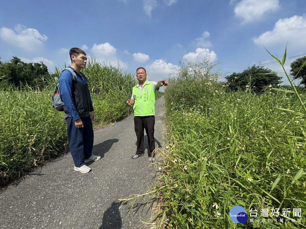 舊濁水溪堤岸道路雜草叢生　嚴重影響人車視線 陳情議員幫忙