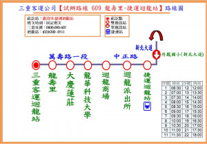 新闢「【609】龍壽里-捷運迴龍站」試辦路線。