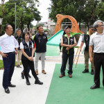 嘉義縣溪口鄉「鵪鶉兒童遊戲公園」近日正式完工，縣長翁章梁、溪口鄉長孫維聰等民代今（10）日上午特別前去關心使用情形／嘉義縣政府提供