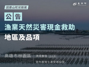 ▲颱風林園區魚塭養殖災損，現金救助及低利貸款開始受理申辦。