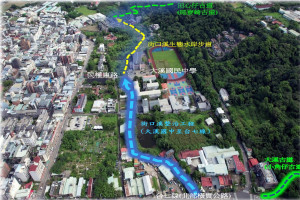 「大溪區街口溪生態水岸步道向上延伸至台七線」工程範圍(大溪國中至台七線)。