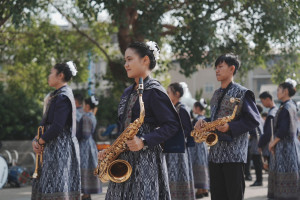 泰國管樂界常勝軍南邦易三倉管樂團特別到嘉義文化創意產業園區快閃演出／嘉義市府提供