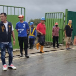 義竹鄉民代表會副主席翁明收與鄉親前往工地抗議／陳致愷攝影