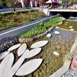 透過留藍策略，強化藍帶系統延續性，新增都市水體，提升降溫效益