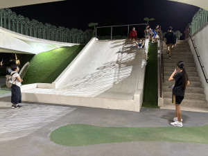 位於嘉義市北香湖公園內的「綠豆仁遊戲場」成為親子打卡的新亮點／嘉義市府提供