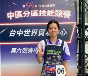 莊玉雪首次參加展示設計職類，就拿下該職類第55屆分區賽、全國賽、二階國手選拔賽第一名的成績