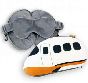 台灣高鐵「寒冬送暖 捐血傳愛」高鐵造型眼罩枕紀念品。