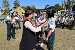 彰化縣社區暨各級學校童軍女童軍聯合大露，400人熱情參與展現團隊精神。圖／彰化縣政府提供