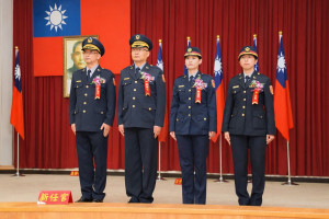 四名新到任分局長為左起南投、草屯、埔里、集集。（縣警局提供）