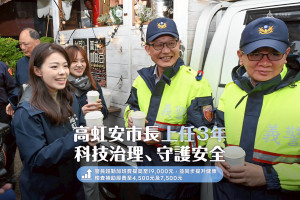 高虹安就任期間，打詐有成、智慧警政、員警福利全面提升。