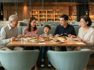 甘粹餐廳4月推出「童樂同行・樂齡同享」，讓家庭聚餐變得輕鬆且溫馨。