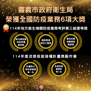 衛生福利部疾病管制署今天召開「115年全國防疫業務聯繫會議」，並辦理「114年地方衛生機關業務考評」頒獎典禮／嘉義市府提供