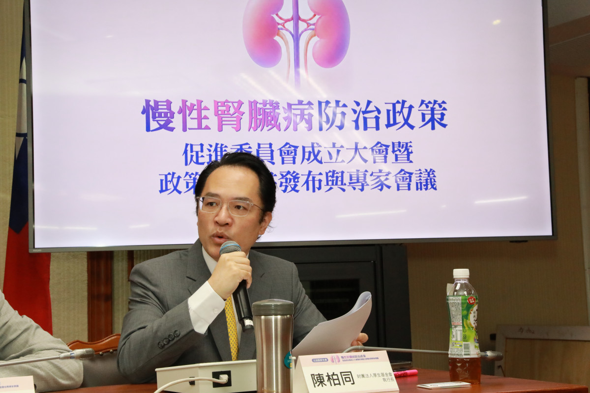 財團法人厚生基金會執行長陳柏同表示，慢腎防治應從末端透析支出轉向前端健康投資，透過國家級資源投入與跨部會整合降低疾病負擔。
