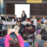 南投縣府原住民族行政處與仁愛鄉公所在中正村活動中心聯合舉辦「仁愛鄉中正運動公園興建工程居民說明會」，縣長許淑華出席致詞。（縣府提供）