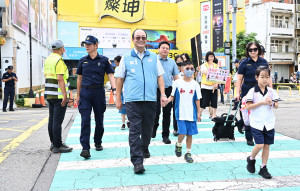 開學日護童總動員，彰化警民攜手守護學童上學路。圖／彰化縣政府提供
