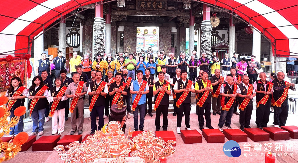 南瑤宮開基三媽暨十會媽角頭祈安遶境前隆重舉行「置天台」儀式稟告上蒼。圖／彰化市公所提供