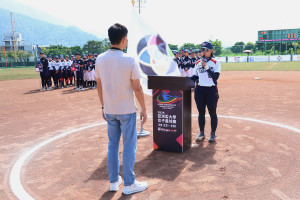 「2026亞洲盃大學女子壘球賽」（Asian Universities Women Softball Asia Cup 2026）22日上午在埔里福興壘球場隆重開幕。（縣府提供）