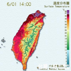 台北氣溫飆高到攝氏38.2度，打破2001年台北6月37.8度的最高溫紀錄。