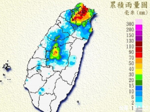 中央氣象局累積雨量（圖／取自中央氣象局網站）