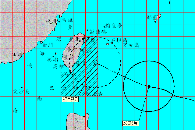 颱風梅姬步步進逼，估計週二影響台灣最劇（圖／中央氣象局）