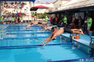 秋季縣長盃游泳比賽在雲林縣立游泳池熱烈展開。（記者蘇榮泉攝）