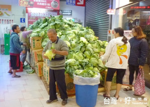 台糖量販為搶救農民、降低損失，收購產地當季新鮮的高麗菜免費大方送，回饋消費者。（記者陳昭宗拍攝）