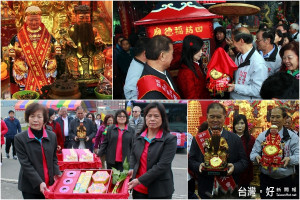 新加坡「土地公」來台迎娶四結「土地公」的妹妹回去當「土地婆」。（圖／記者陳木隆攝）