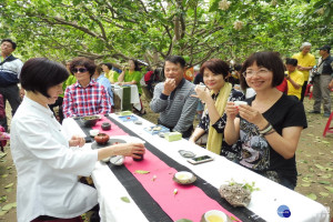 柚花飄香日子，民眾參與柚花巷茶席音樂會，享受神仙般悠閒時光。(記者/黃芳祿攝)