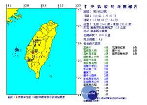 2天內連6震！嘉義再發生規模4.6地震　氣象局：主震後的餘震（圖／翻攝中央氣象局網站）