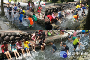 小朋友到玉泉溪盡情戲水，清涼一夏。（圖／擁抱玉泉溪園區提供）